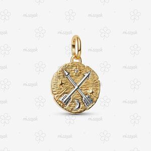 Pandora Crossing Arrows Medallion Charm|Pendant|Two-tone